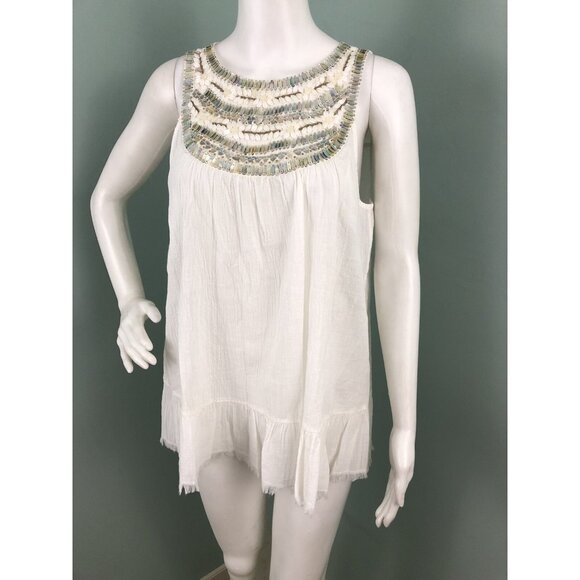NWT Women's Max Studio Sleeveless Beaded Yoke Blouse Top Sz Medium - Picture 3 of 12
